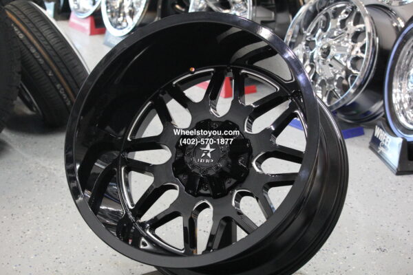 24x14" RBP ATOMIC 73R Black 5x127 & 5x139.7mm aka 5x5" & 5x5.5" Deep Dish Wheels Set (4) Jeep Ram Dodge 5 lug