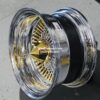 New Genuine Dayton Stamped 13x7" Deep Dish 72 Spoke 24kt Gold & Stainless Lowrider Knockoff Wire Wheels Set of four (4) with Hardware - Image 7