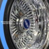 New 14x7" Deep Dish Chrome 100 Spoke Wire Spoke Wheels True Knockoff Lowrider Set (4) with 175-70-14 Blue Wall Tire Package - Image 7