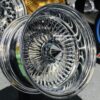 New Genuine Dayton Stamped 13x7" Deep Dish 88 Spoke Stainless & Chrome Lowrider Knockoff Wire Wheels Set of four (4) with Hardware - Image 9