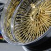 New Set (4) 20" Deep Dish 24kt GOLD & Chrome 100 Spoke True knockoff Wire Wheels Classic Style Complete Set of four (4) With Hardware - Image 4