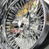 New Cross Lace 17x9" All Chrome Reverse " DEEP DISH" 72 Spoke True Knockoff Wire Wheel Set (4) Complete with Hardware - Image 3