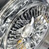 New Cross Lace 17x9" All Chrome Reverse " DEEP DISH" 72 Spoke True Knockoff Wire Wheel Set (4) Complete with Hardware - Image 4