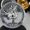 New Cross Lace 17x9" All Chrome Reverse " DEEP DISH" 72 Spoke True Knockoff Wire Wheel Set (4) Complete with Hardware - Image 6