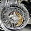 New Cross Lace 17x9" All Chrome Reverse " DEEP DISH" 72 Spoke True Knockoff Wire Wheel Set (4) Complete with Hardware - Image 8