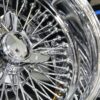 New Cross Lace 17x9" All Chrome Reverse " DEEP DISH" 72 Spoke True Knockoff Wire Wheel Set (4) Complete with Hardware - Image 10