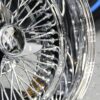 New Cross Lace 17x9" All Chrome Reverse " DEEP DISH" 72 Spoke True Knockoff Wire Wheel Set (4) Complete with Hardware - Image 13