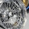 New Cross Lace 17x9" All Chrome Reverse " DEEP DISH" 72 Spoke True Knockoff Wire Wheel Set (4) Complete with Hardware - Image 14