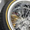 New Cross Lace 17x9" All Chrome Reverse " DEEP DISH" 72 Spoke True Knockoff Wire Wheels & Vogue Whitewall  Yellow Gold Stripe Tire Set (4) Complete with Hardware - Image 8