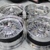 New 14x7" Staggered Dish 72 Spoke Chrome Cross Lace Skirt & Low Clearance Fit Complete set of four (4)Knockoff Wire Wheels with Hardware - Image 3