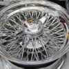 New 14x7" Staggered Dish 72 Spoke Chrome Cross Lace Skirt & Low Clearance Fit Complete set of four (4)Knockoff Wire Wheels with Hardware - Image 5