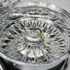 New 14x7" Staggered Dish 72 Spoke Chrome Cross Lace Skirt & Low Clearance Fit Complete set of four (4)Knockoff Wire Wheels with Hardware - Image 6