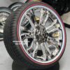 New 24" Cadillac Chrome "Knot" Wheels and 305-35-24 Vogue Whitewall / RED , BLUE or YELLOW Stripe Tire Complete Package Set (4) with TPMS Sensors  Fit Escalade , Yukon , Denali , Tahoe , Sierra, Silverado, Ram - Image 5