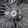 New 15x6" Cadillac 72 Spoke Chrome Cross Lace Wire Wheels & Vogue Whitewall / Yellow Gold Stripe 235-70-15 Tires Set (4) Fit Rear Wheel Drive Big Body Deville Seville Brougham Fleetwood & More - Image 3