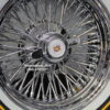 New 15x6" Cadillac 72 Spoke Chrome Cross Lace Wire Wheels & Vogue Whitewall / Yellow Gold Stripe 235-70-15 Tires Set (4) Fit Rear Wheel Drive Big Body Deville Seville Brougham Fleetwood & More - Image 7