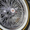 New 15x6" Cadillac 72 Spoke Chrome Cross Lace Wire Wheels & Vogue Whitewall / Yellow Gold Stripe 235-70-15 Tires Set (4) Fit Rear Wheel Drive Big Body Deville Seville Brougham Fleetwood & More - Image 9