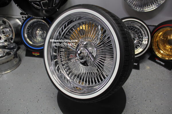 New 20" All Chrome Reverse " DEEP DISH" 100 Spoke True 6 Lug Bolt On Wire Wheels & Low Profile True Whitewall 245-35-20 Tires Set (4) Complete with 3 WING Hardware 6x139.7mm