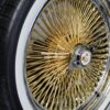 New Impala 18" Standard 24kt GOLD & Chrome 100 Spoke True knockoff Wire Wheels & Low Profile 215-40-18 Whitewall Tires Set of four (4) With Chevy Hardware - Image 8