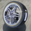 New Set (4) 20" Cadillac Chrome "Splitz" Wheels and Vogue Whitewall / Gold Stripe 245-35-20 or 245-40-20 Tires Complete Package Set (4)  Fit Cadillac ATS, CTS, DTS, DEVILLE, STS, ELDORADO and More models Call ! - Image 4