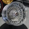 New Triple Cross Genuine Dayton Stamped 14x7" Deep Dish 100 Spoke Stainless & Chrome Lowrider Knockoff Wire Wheels Set of four (4) with Hardware - Image 9