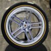 New 17" Cadillac Chrome "Double 5" Wheels and Vogue Whitewall / Gold Stripe Tires 215-55-17 Complete Package Set (4)  Fit Cadillac Allante, Deville, DTX, Eldorado, Seville - Image 2