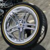 New 17" Cadillac Chrome "Double 5" Wheels and Vogue Whitewall / Gold Stripe Tires 215-55-17 Complete Package Set (4)  Fit Cadillac Allante, Deville, DTX, Eldorado, Seville - Image 4