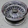 New Pair (2) All Chrome 13x7" 72 Spoke Cross Lace Reverse "Deep" Dish Chrome knockoff Wire Wheels with 155-80-13 Whitewall Tires (pair) yes TWO - Image 3