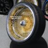 New 18" Deep Dish 24kt Gold & Chrome 150 Spoke Wire Wheels & Low Profile Tires Complete Set of four (4) with Hardware - Image 2