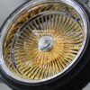 New 18" Deep Dish 24kt Gold & Chrome 150 Spoke Wire Wheels & Low Profile Tires Complete Set of four (4) with Hardware - Image 4