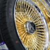 New 18" Deep Dish 24kt Gold & Chrome 150 Spoke Wire Wheels & Low Profile Tires Complete Set of four (4) with Hardware - Image 8