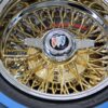 New 13x7" 24kt Gold back and Chrome Lip 72 Spoke Cross Lace Wire Spoke Wheel & True Blue-Wall Lowrider Tire Knockoff Package Complete Set (4) with Hardware Fit Buick - Image 6