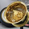 New Set (4) 13x7" 24kt ALL GOLD 72 Spoke True Knockoff Deep Dish Wire Spoke Wheels Complete set four (4) Lowrider, Classic, Hopper, Show Car - Image 2