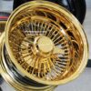 New Set (4) 13x7" 24kt ALL GOLD 72 Spoke True Knockoff Deep Dish Wire Spoke Wheels Complete set four (4) Lowrider, Classic, Hopper, Show Car - Image 6