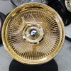 New 24" Forgiato ALL GOLD Direct Bolt Spoke Rear Wheel Drive Wire Wheels Set of Four (4) Complete With Floating Caps 5x4.75 or 5x5 Bolt Patterns - Image 5