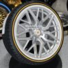 New 20" Cadillac Brushed Forged Luxury Wheels and 245-40-20 Vogue Whitewall & Yellow Stripe Tire Complete Package Set (4)  Fit Cadillac Allante , Deville 94-05', DTS, DTX, Eldorado 92-02', Seville 92-04', STS 05-11' - Image 6