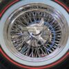 New 15x7" Cadillac 72 Spoke Chrome Cross Lace Wire Wheels & Vogue Whitewall / Red Stripe 215-70-15 Tires Set (4) Fit Rear Wheel Drive Deville Seville Brougham Fleetwood & More RWD Cars - Image 4