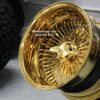 New 15x10" ALL GOLD 100 SPOKE DEEP DISH REVERSE KNOCKOFF WIRE WHEELS SET (4) COMPLETE WITH HARDWARE - Image 2