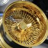 New 15x10" ALL GOLD 100 SPOKE DEEP DISH REVERSE KNOCKOFF WIRE WHEELS SET (4) COMPLETE WITH HARDWARE - Image 5