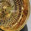 New 15x10" ALL GOLD 100 SPOKE DEEP DISH REVERSE KNOCKOFF WIRE WHEELS SET (4) COMPLETE WITH HARDWARE - Image 7