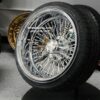 New 17x9" All Chrome Reverse " DEEP DISH" 72 Spoke Cross Lace True Knockoff Wire Wheels & 205-40-17 Low Profile Tires Set (4) Complete with Hardware - Image 2