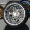 New 17x9" All Chrome Reverse " DEEP DISH" 72 Spoke Cross Lace True Knockoff Wire Wheels & 205-40-17 Low Profile Tires Set (4) Complete with Hardware - Image 3