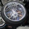 New 17x9" All Chrome Reverse " DEEP DISH" 72 Spoke Cross Lace True Knockoff Wire Wheels & 205-40-17 Low Profile Tires Set (4) Complete with Hardware - Image 7