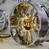 New Amani Forged "Verge" 24" Billet Staggered Gold & Chrome USA MADE Wheels 5x4.75" Bolt pattern Set (4) With Matching Steering Wheel Fit Chevy Chevrolet Caprice Impala Buick Oldsmobile Cutlass Monte Carlo Regal Grand Prix ETC - Image 10