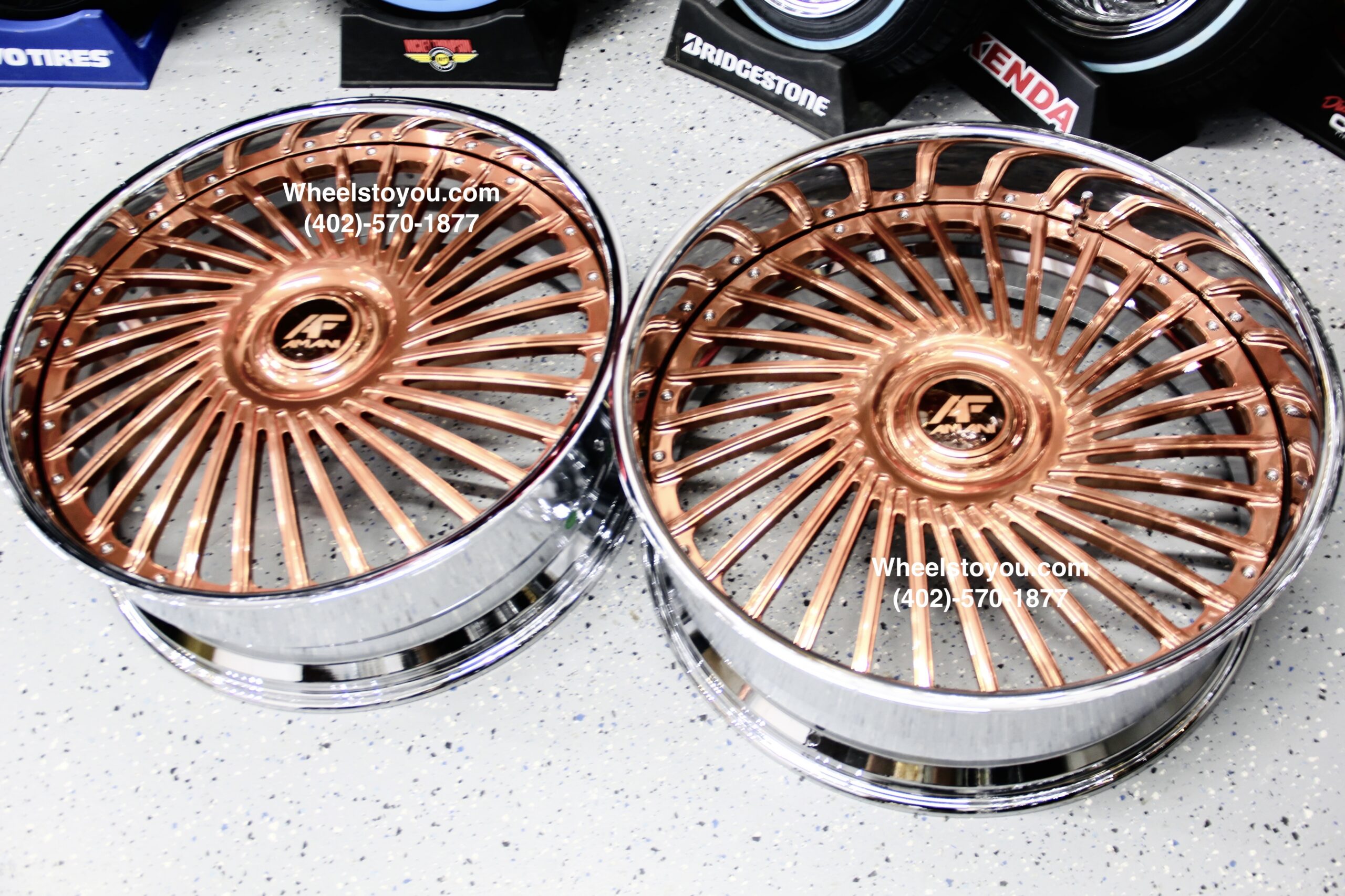 New Amani Forged "Chile" 26" Billet Staggered Rose Gold & Chrome USA MADE Wheels / Tires & Steering Wheel Any Bolt pattern (Drilled to Order) Set (4) Fit Chevy Chevrolet Caprice Impala Free Shipping in the U.S. - Image 2