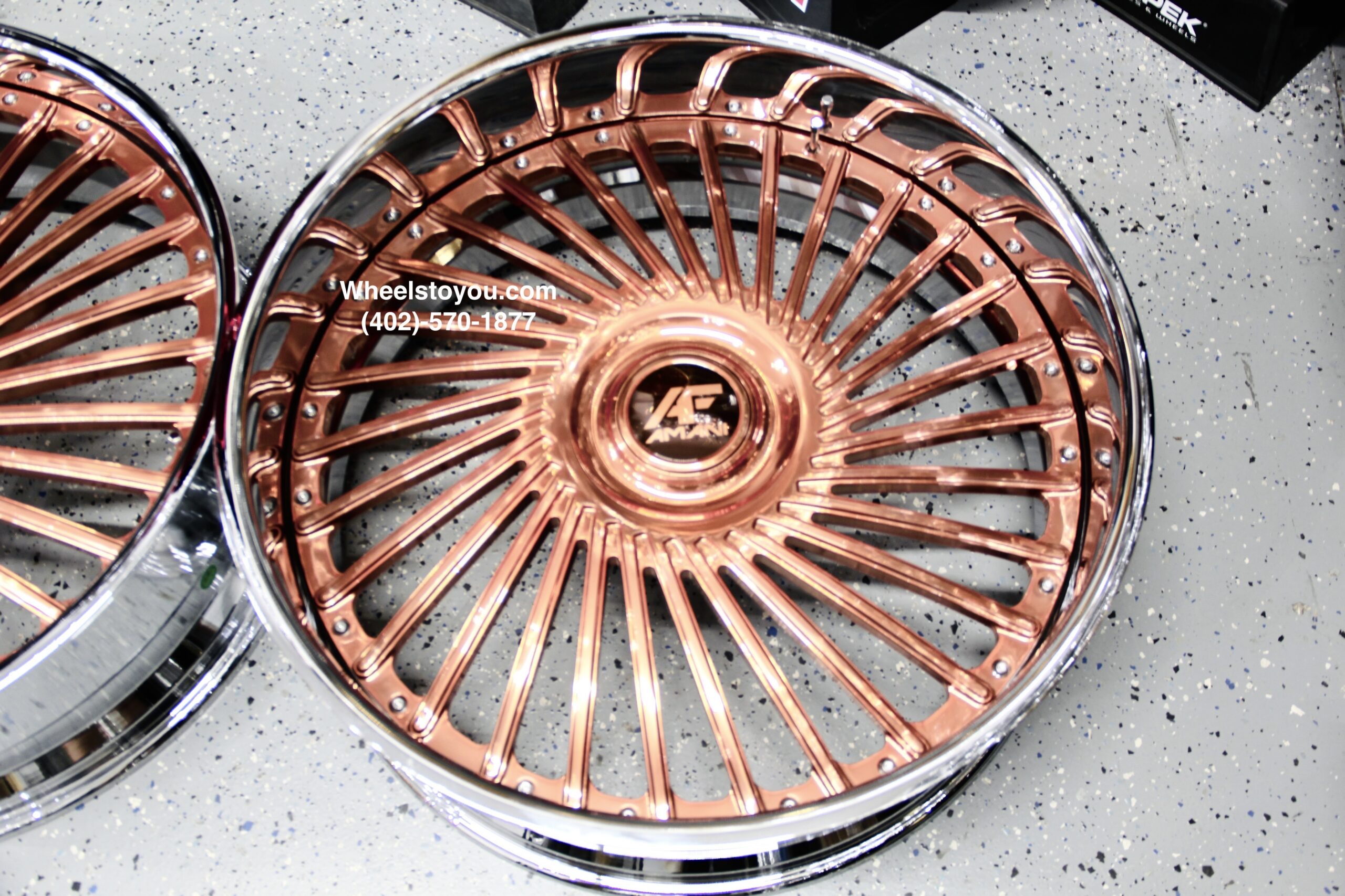 New Amani Forged "Chile" 26" Billet Staggered Rose Gold & Chrome USA MADE Wheels / Tires & Steering Wheel Any Bolt pattern (Drilled to Order) Set (4) Fit Chevy Chevrolet Caprice Impala Free Shipping in the U.S. - Image 3