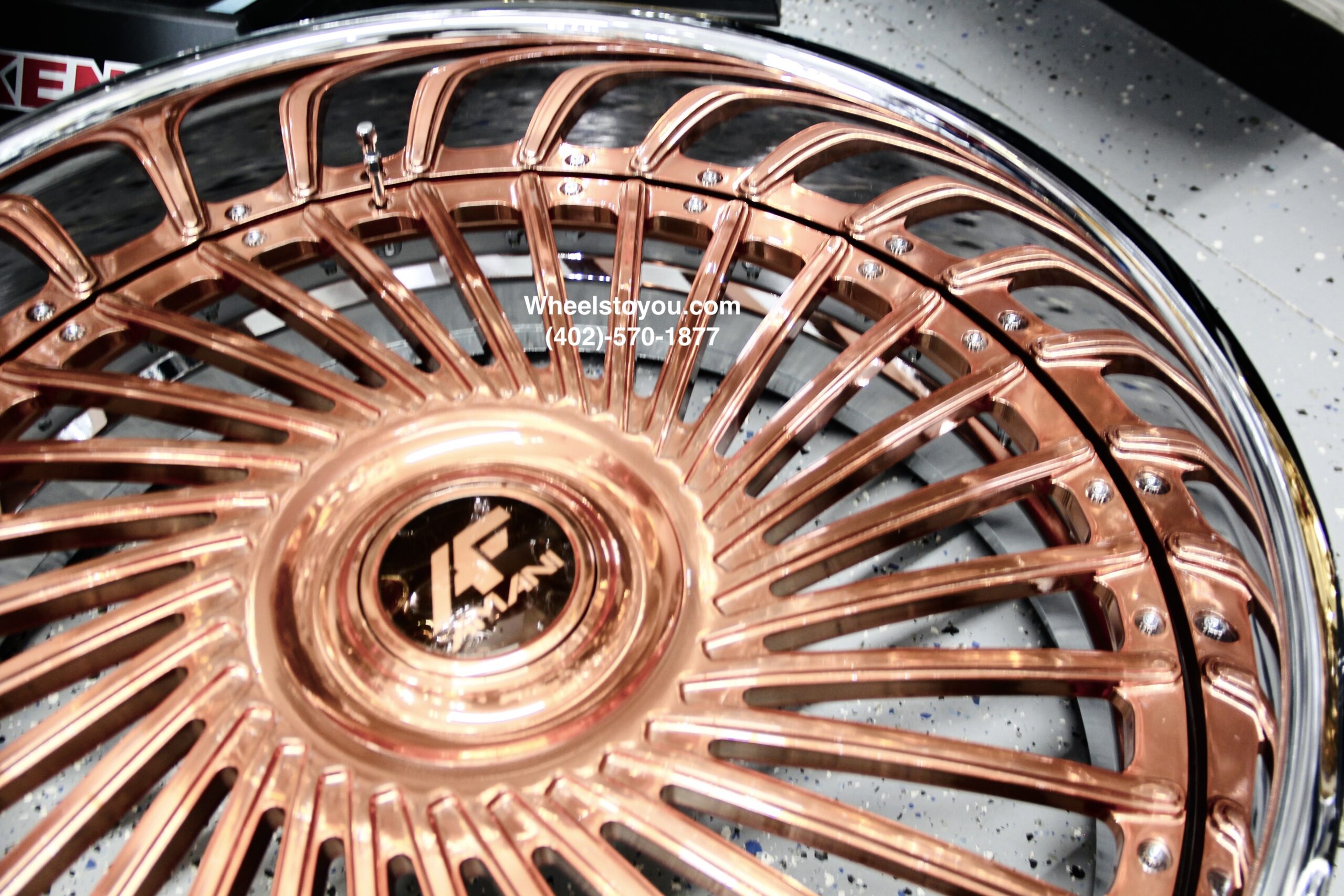 New Amani Forged "Chile" 26" Billet Staggered Rose Gold & Chrome USA MADE Wheels / Tires & Steering Wheel Any Bolt pattern (Drilled to Order) Set (4) Fit Chevy Chevrolet Caprice Impala Free Shipping in the U.S. - Image 6