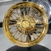 New 15x7" ALL GOLD 72 CROSS LACE SPOKE REAR WHEEL DRIVE KNOCKOFF WIRE WHEELS SET (4) COMPLETE WITH HARDWARE - Image 4