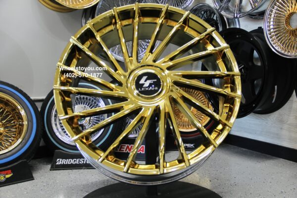 New Gold Lexani "Wraith" 28" Wheels & 275-25-28 Lionhart Tires 6x135 6x5.5" 6x139.7mm Bolt pattern Set (4) Fit Chevy Chevrolet Silverado Tahoe GMC Yukon Sierra Suburban Denali Cadillac Escalade & More