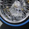 New 15x10" CROSS LACE DEEP DISH ALL CHROME 72 SPOKE KNOCKOFF WIRE WHEELS & BLUE-WALL LOW PROFILE TIRES SET (4) COMPLETE - Image 3