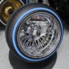 New 15x10" CROSS LACE DEEP DISH ALL CHROME 72 SPOKE KNOCKOFF WIRE WHEELS & BLUE-WALL LOW PROFILE TIRES SET (4) COMPLETE - Image 6